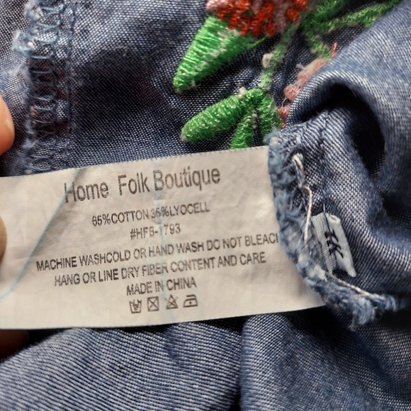 Home Folk Floral Aztec Embroidered Denim Shirt - Picture 5 of 8